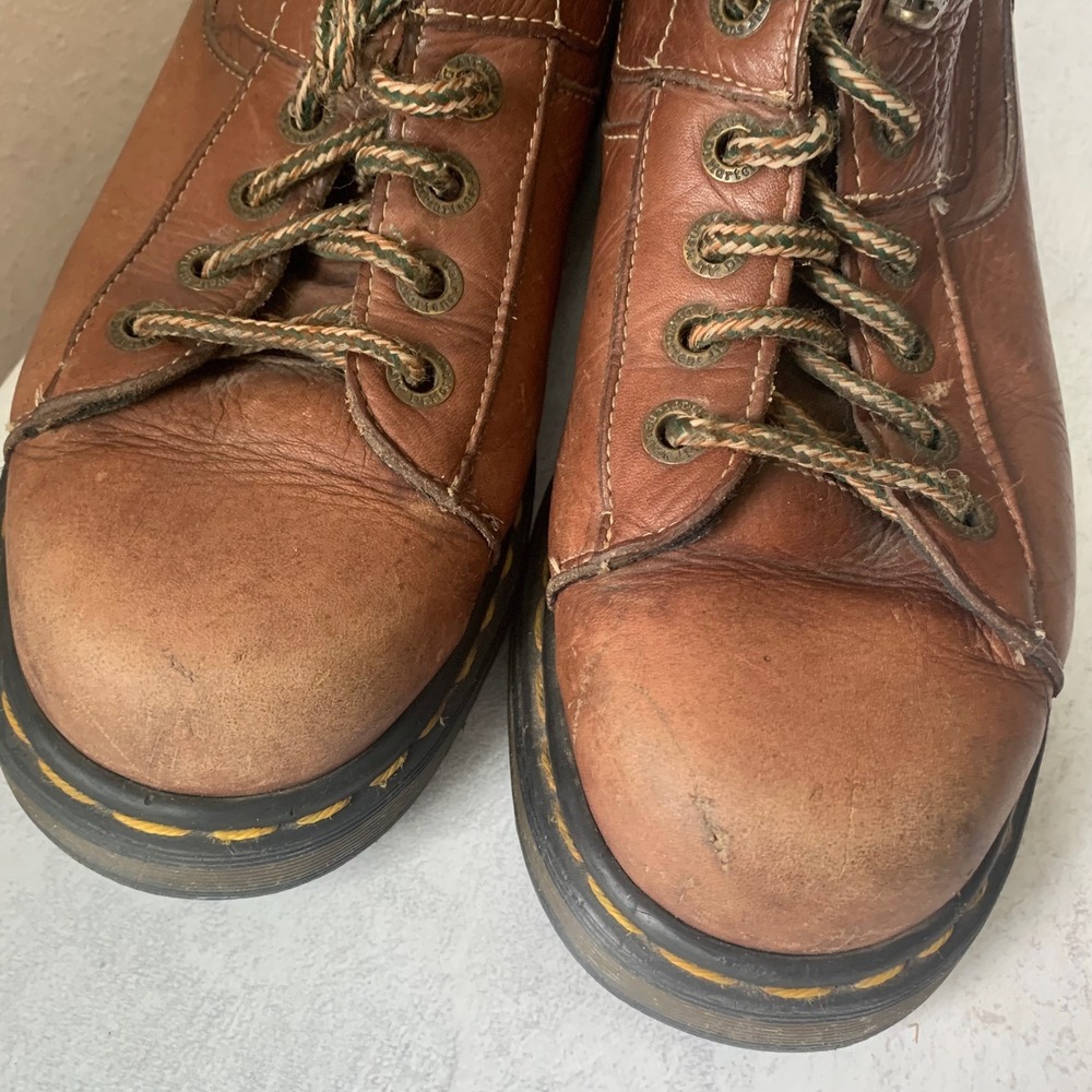 Dr Martens Brown Leather Work Boots Mens 8 Womens 9 Lace Up AirWair Ankle Boots - Picture 10 of 11